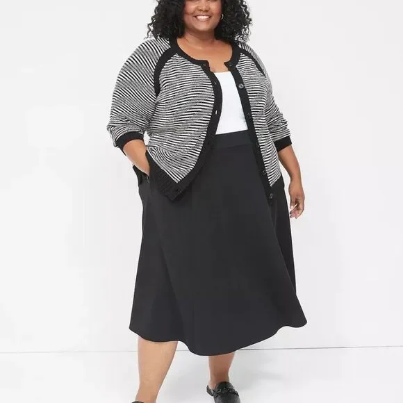 LANE BRYANT - Long-Sleeve Button-Front Stitch Cardigan - Picture 3 of 4